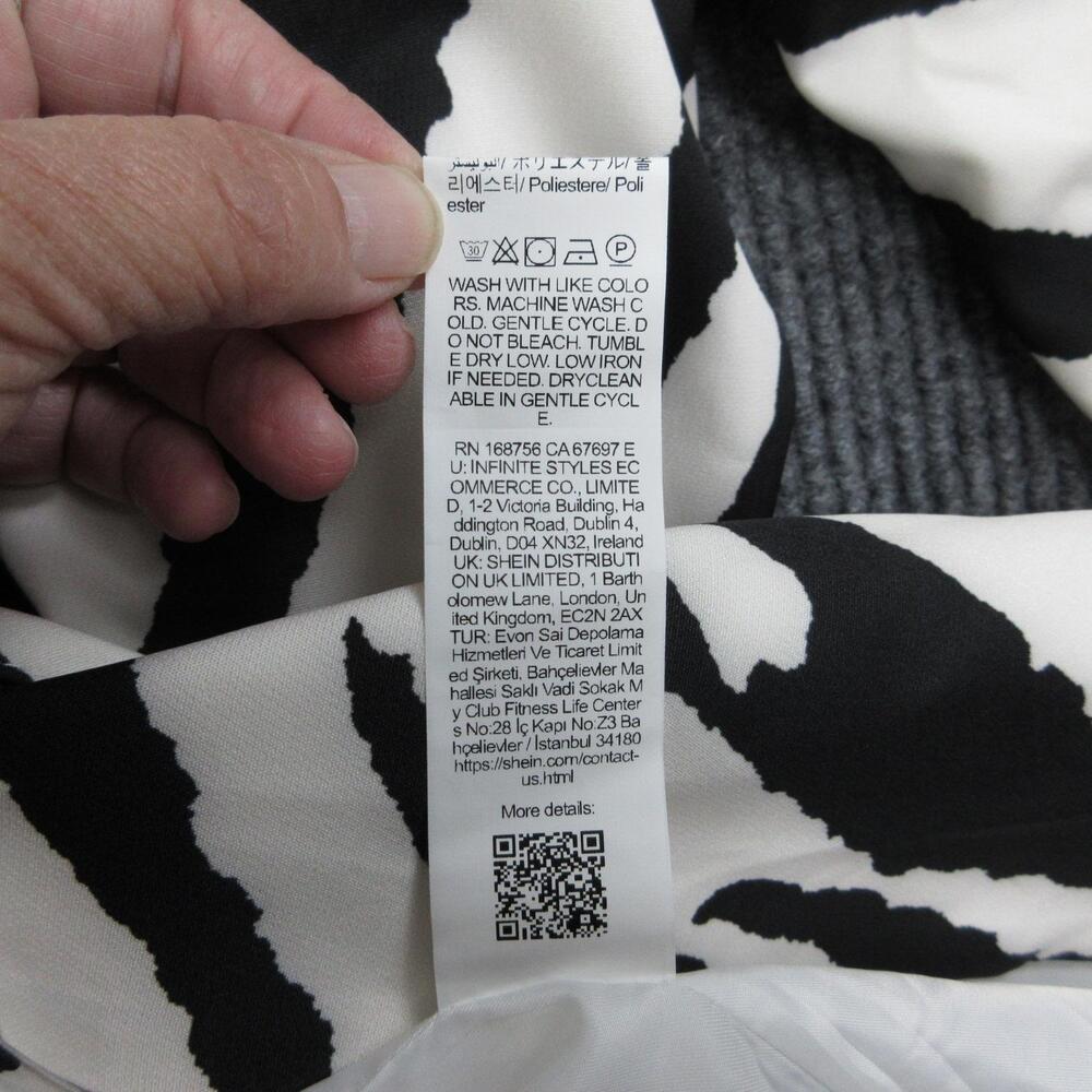 Aveloria Blazer Womens L Black White Animal Print Lined Tailored One-Button Tie - Picture 8 of 12